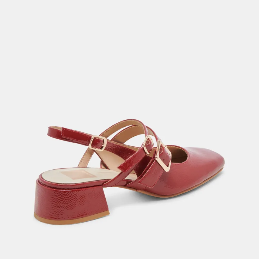 PATZY HEELS CRIMSON CRINKLE PATENT LEATHER^Dolce Vita Hot