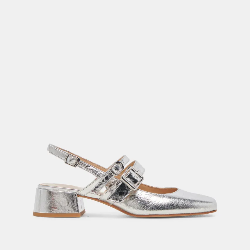 PATZY HEELS SILVER DISTRESSED LEATHER^Dolce Vita Clearance