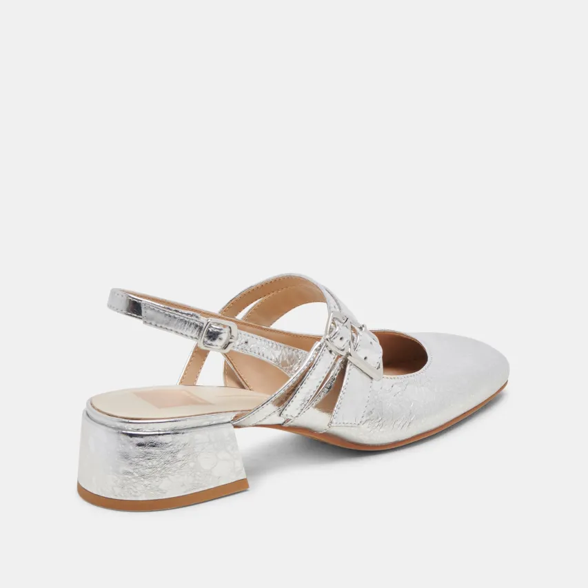PATZY HEELS SILVER DISTRESSED LEATHER^Dolce Vita Clearance