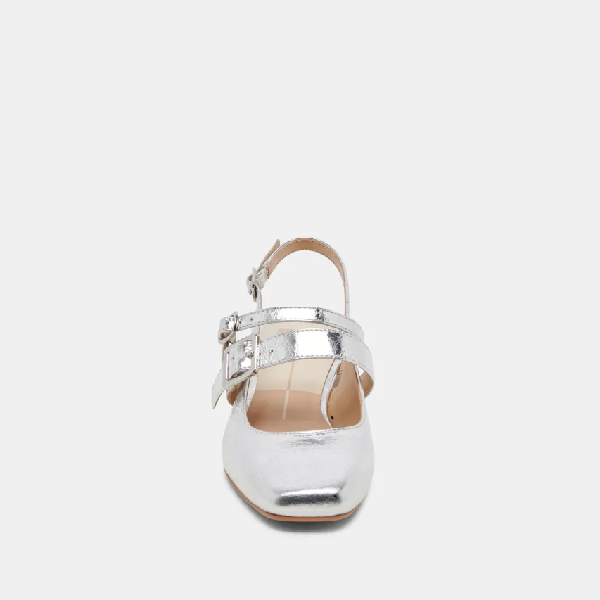 PATZY HEELS SILVER DISTRESSED LEATHER^Dolce Vita Clearance