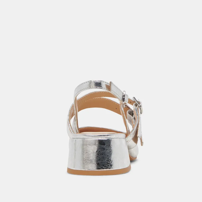 PATZY HEELS SILVER DISTRESSED LEATHER^Dolce Vita Clearance