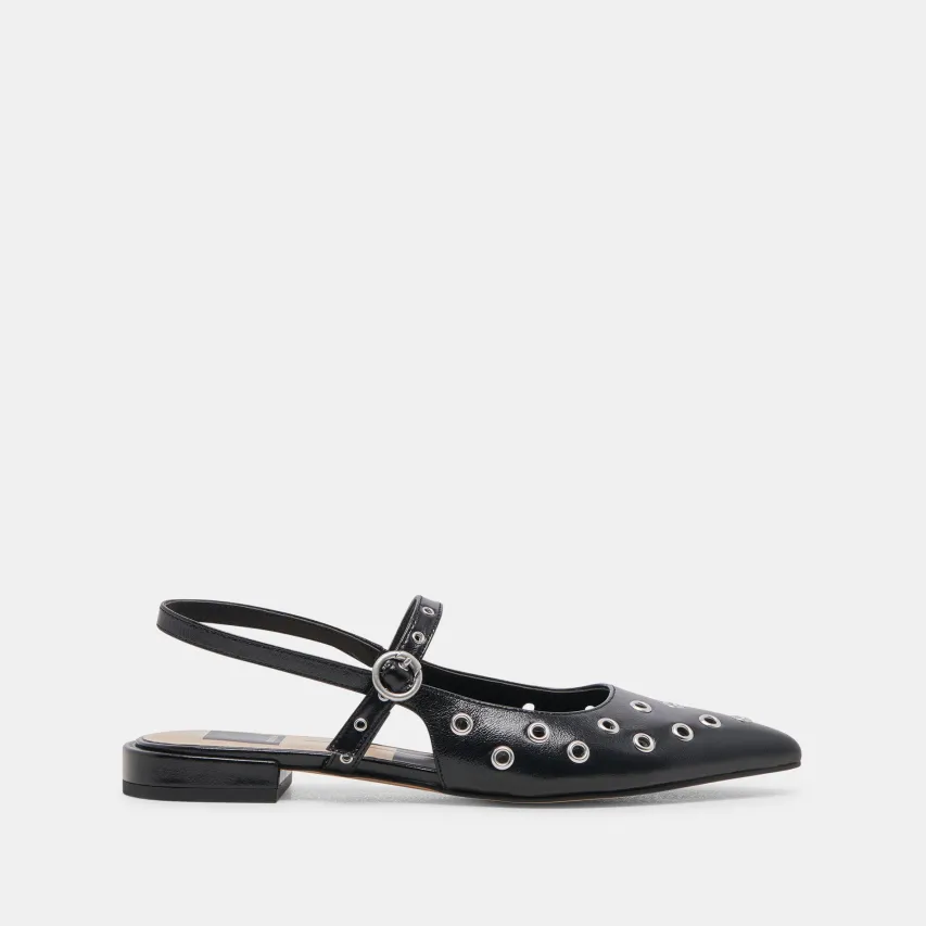 PENNEY STUD FLATS MIDNIGHT CRINKLE PATENT^Dolce Vita Hot