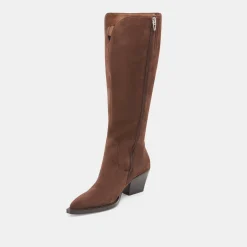RAJ EXTRA WIDE CALF BOOTS DK BROWN SUEDE^Dolce Vita Clearance