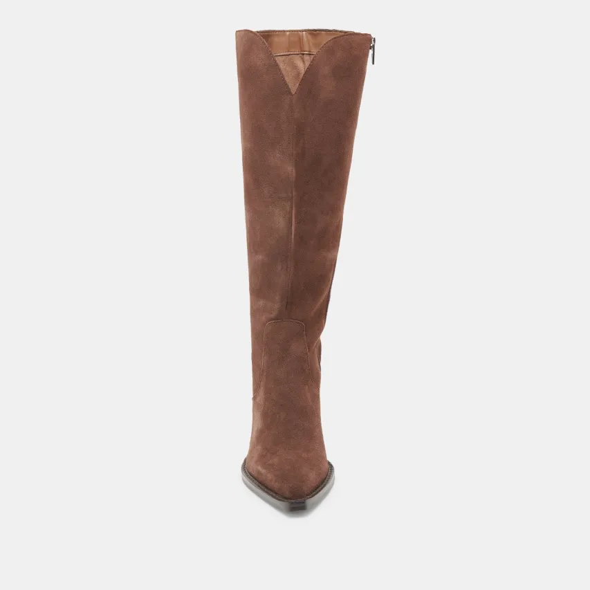RAJ EXTRA WIDE CALF BOOTS DK BROWN SUEDE^Dolce Vita Clearance