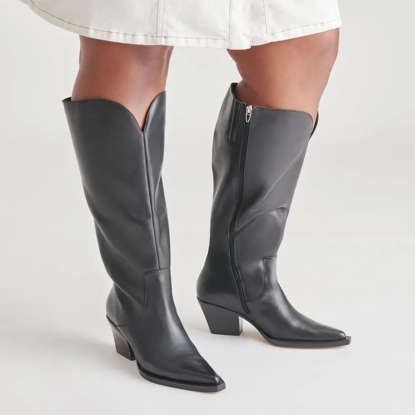 RAJ EXTRA WIDE CALF BOOTS BLACK LEATHER^Dolce Vita Best