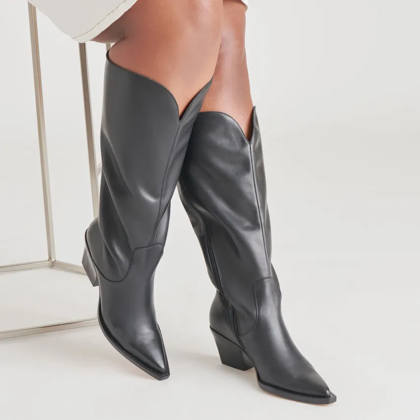 RAJ EXTRA WIDE CALF BOOTS BLACK LEATHER^Dolce Vita Best