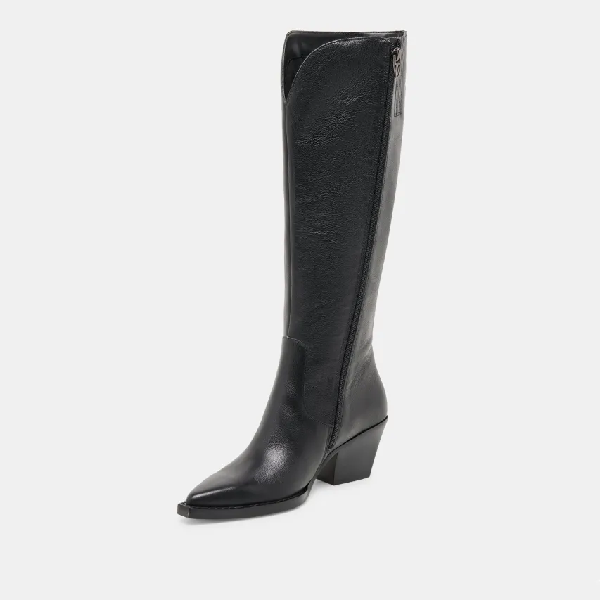 RAJ EXTRA WIDE CALF BOOTS BLACK LEATHER^Dolce Vita Best