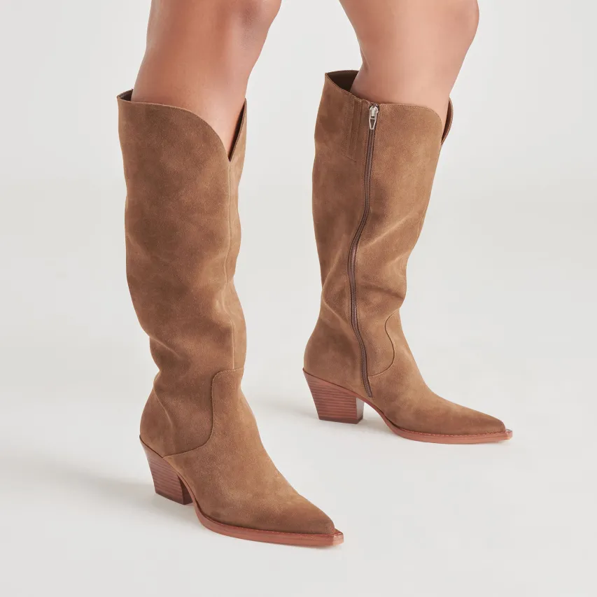 RAJ WIDE CALF BOOTS BROWN SUEDE^Dolce Vita Outlet