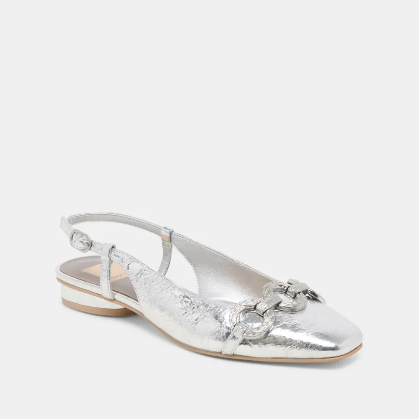 RAMANO FLATS SILVER DISTRESSED LEATHER^Dolce Vita Discount