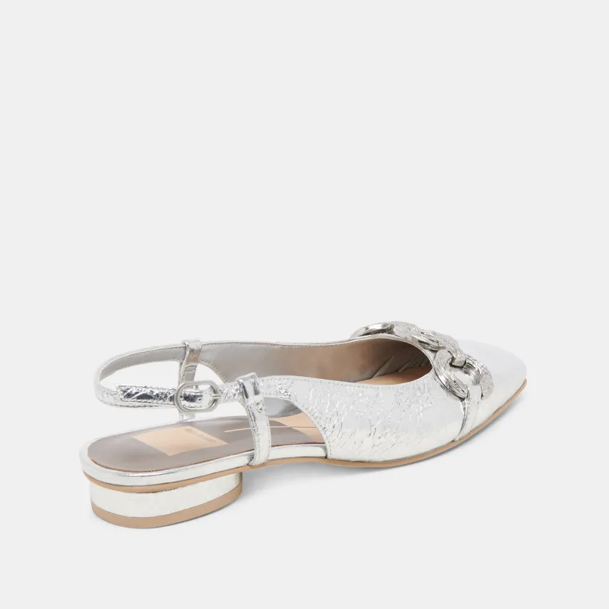 RAMANO FLATS SILVER DISTRESSED LEATHER^Dolce Vita Discount