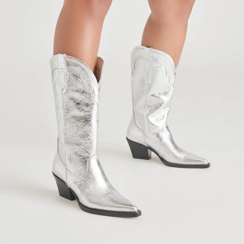 RASIMA BOOTS SILVER DISTRESSED LEATHER^Dolce Vita Discount