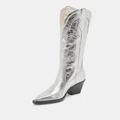 RASIMA WIDE CALF BOOTS SILVER DISTRESSED LEATHER^Dolce Vita New