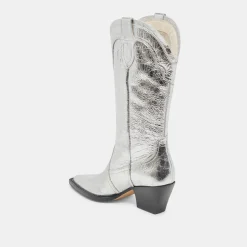 RASIMA WIDE CALF BOOTS SILVER DISTRESSED LEATHER^Dolce Vita New