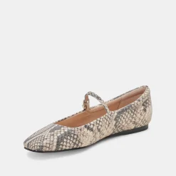REYES BALLET FLATS BLACK WHITE SNAKE EMBOSSED^Dolce Vita Outlet