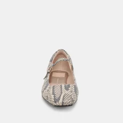 REYES BALLET FLATS BLACK WHITE SNAKE EMBOSSED^Dolce Vita Outlet