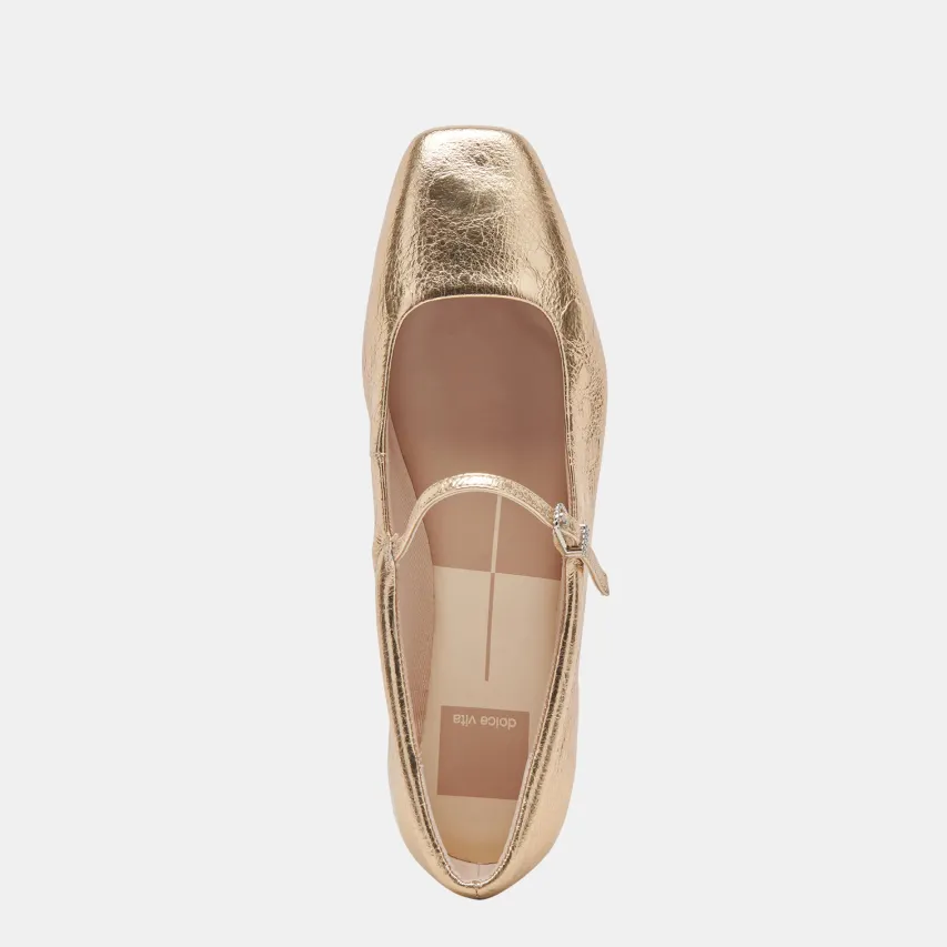 REYES BALLET FLATS GOLD DISTRESSED LEATHER^Dolce Vita Clearance