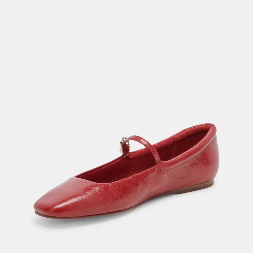 REYES BALLET FLATS RED CRINKLE PATENT^Dolce Vita Online
