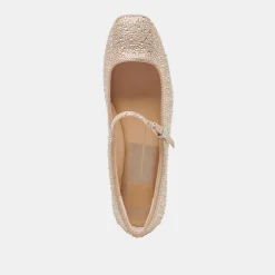 REYES CRYSTAL BALLET FLATS LIGHT GOLD CRYSTAL^Dolce Vita Online