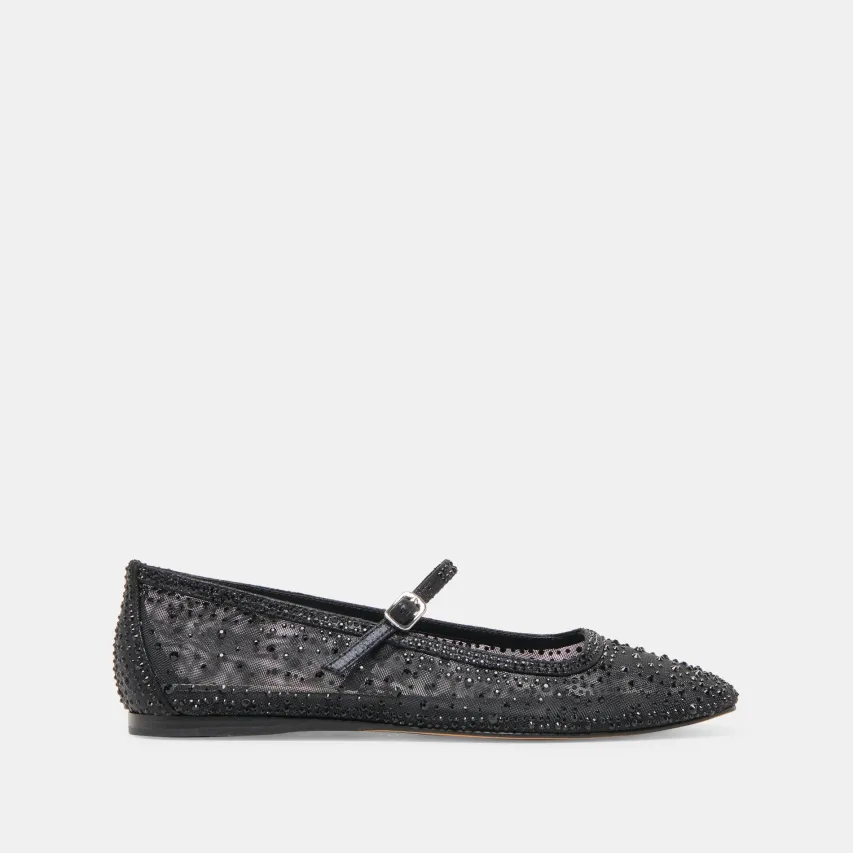 REYES CRYSTAL BALLET FLATS BLACK MESH^Dolce Vita Clearance