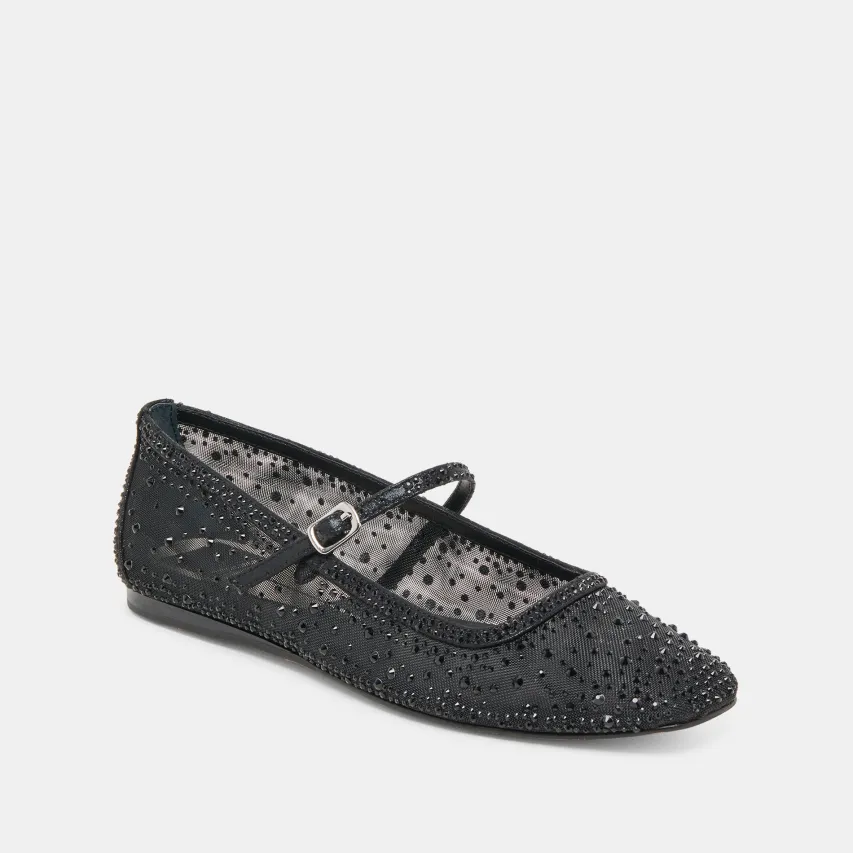 REYES CRYSTAL BALLET FLATS BLACK MESH^Dolce Vita Clearance