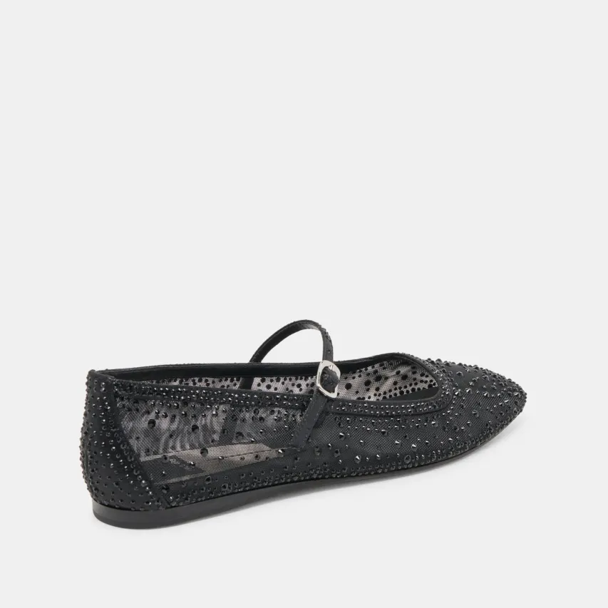 REYES CRYSTAL BALLET FLATS BLACK MESH^Dolce Vita Clearance
