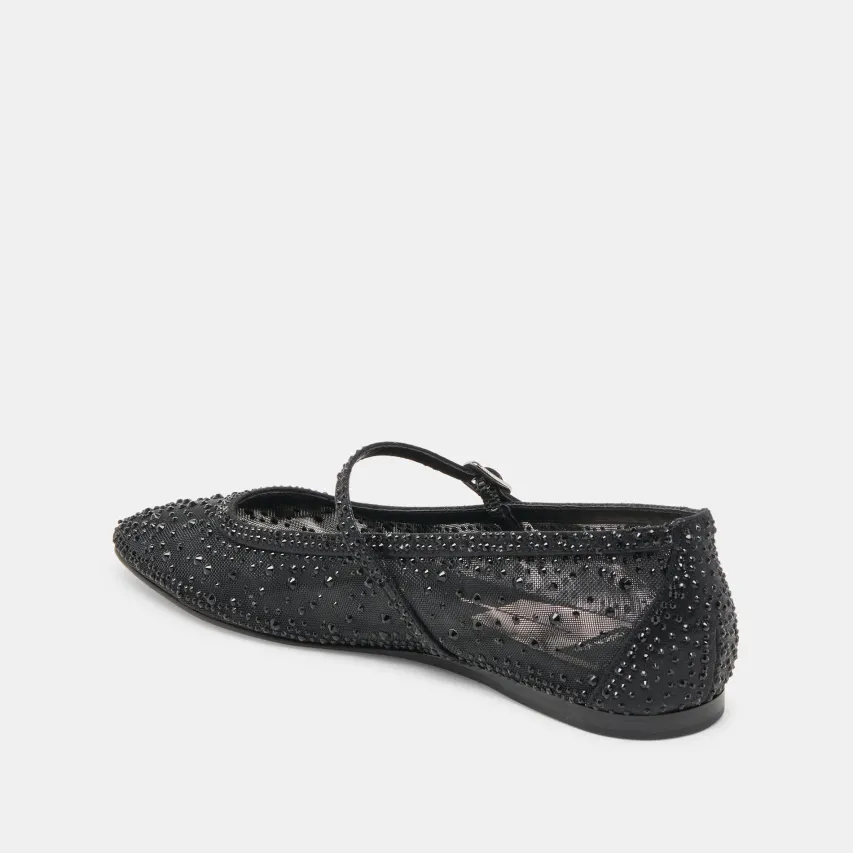REYES CRYSTAL BALLET FLATS BLACK MESH^Dolce Vita Clearance