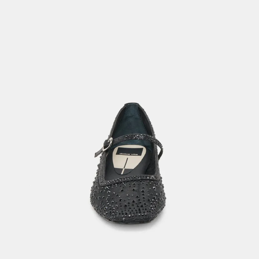 REYES CRYSTAL BALLET FLATS BLACK MESH^Dolce Vita Clearance