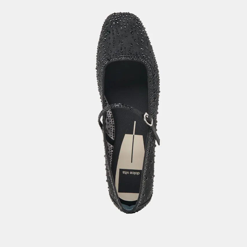 REYES CRYSTAL BALLET FLATS BLACK MESH^Dolce Vita Clearance