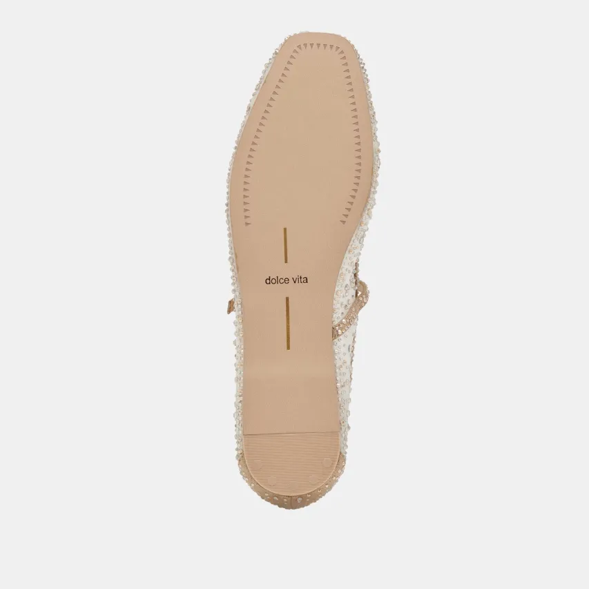 REYES CRYSTAL BALLET FLATS GOLD MESH^Dolce Vita Clearance