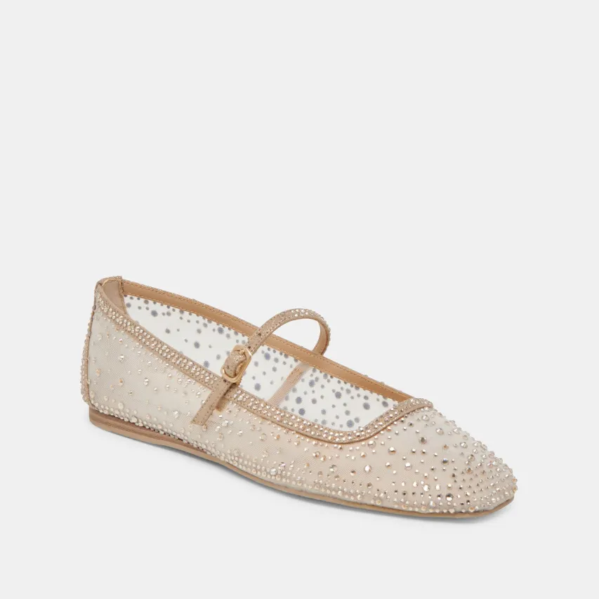 REYES CRYSTAL BALLET FLATS GOLD MESH^Dolce Vita Clearance