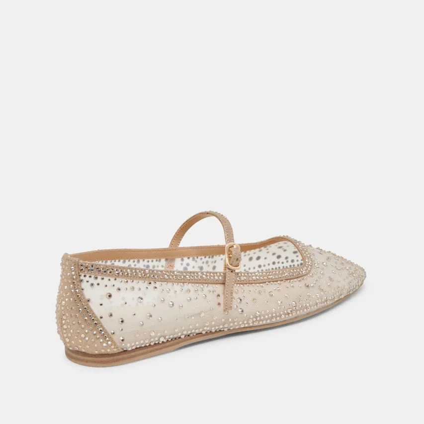 REYES CRYSTAL BALLET FLATS GOLD MESH^Dolce Vita Clearance