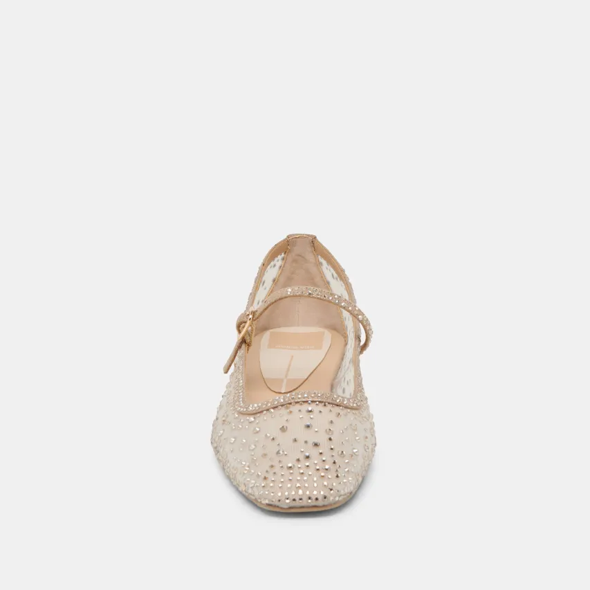 REYES CRYSTAL BALLET FLATS GOLD MESH^Dolce Vita Clearance