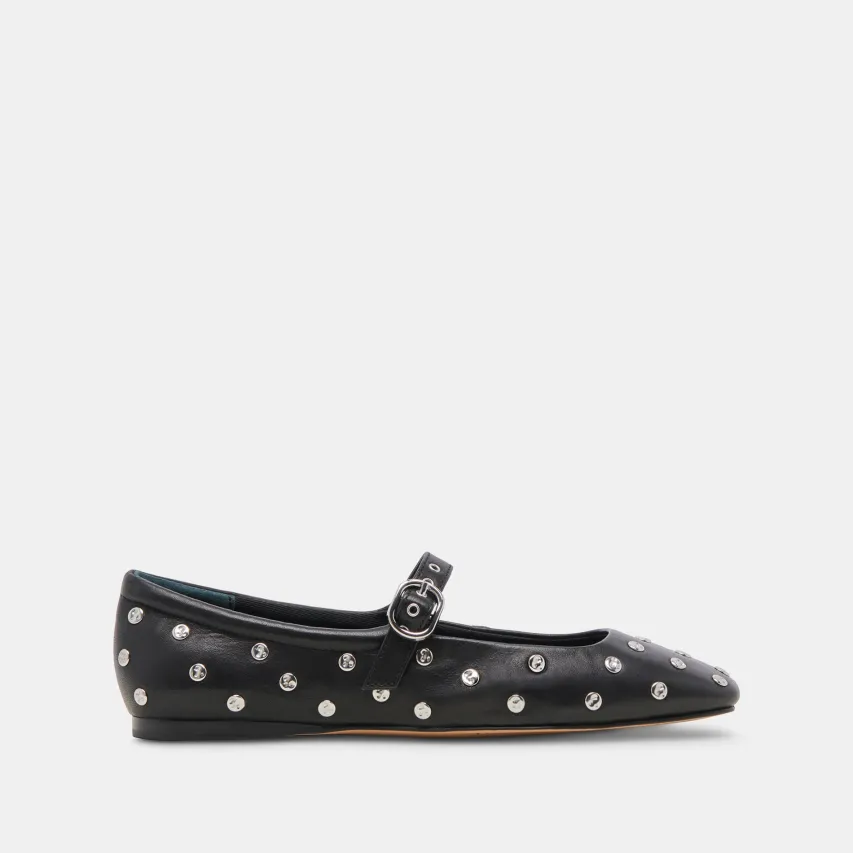 REYES STUD BALLET FLATS BLACK LEATHER^Dolce Vita Online