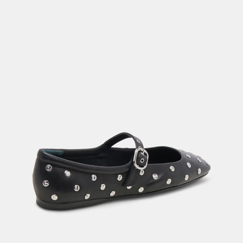 REYES STUD BALLET FLATS BLACK LEATHER^Dolce Vita Online
