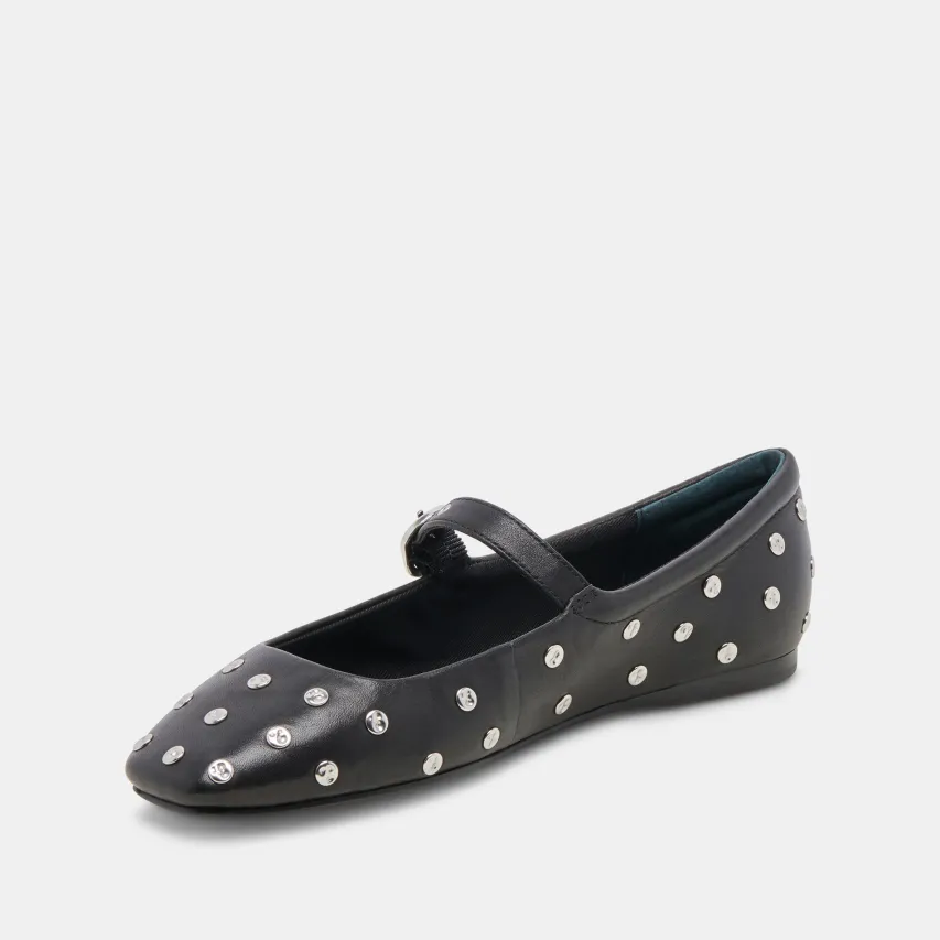 REYES STUD BALLET FLATS BLACK LEATHER^Dolce Vita Online