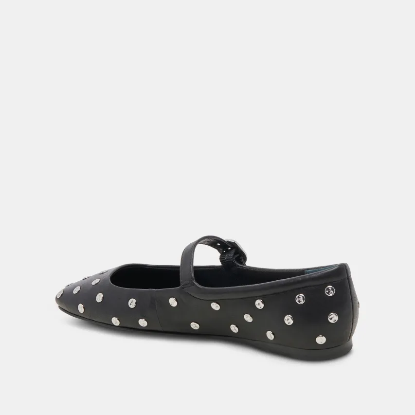 REYES STUD BALLET FLATS BLACK LEATHER^Dolce Vita Online