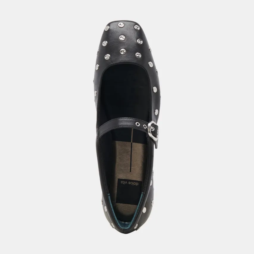 REYES STUD BALLET FLATS BLACK LEATHER^Dolce Vita Online