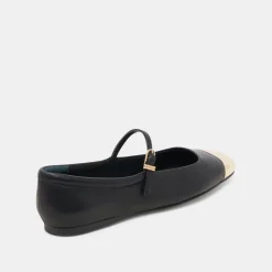 REYES TOE CAP BALLET FLATS BLACK LEATHER^Dolce Vita Clearance