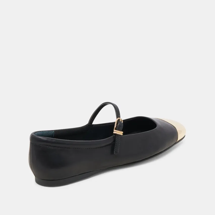 REYES TOE CAP BALLET FLATS BLACK LEATHER^Dolce Vita Clearance