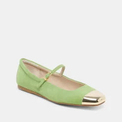 REYES TOE CAP BALLET FLATS LIME SUEDE^Dolce Vita Fashion
