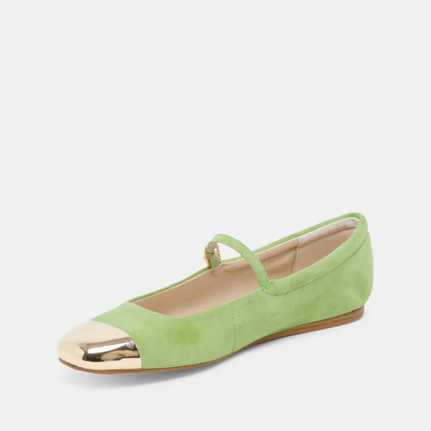 REYES TOE CAP BALLET FLATS LIME SUEDE^Dolce Vita Fashion