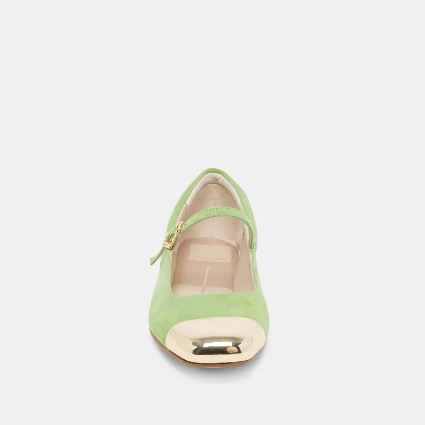 REYES TOE CAP BALLET FLATS LIME SUEDE^Dolce Vita Fashion