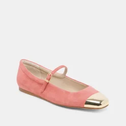 REYES TOE CAP BALLET FLATS CORAL SUEDE^Dolce Vita Outlet