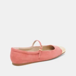 REYES TOE CAP BALLET FLATS CORAL SUEDE^Dolce Vita Outlet