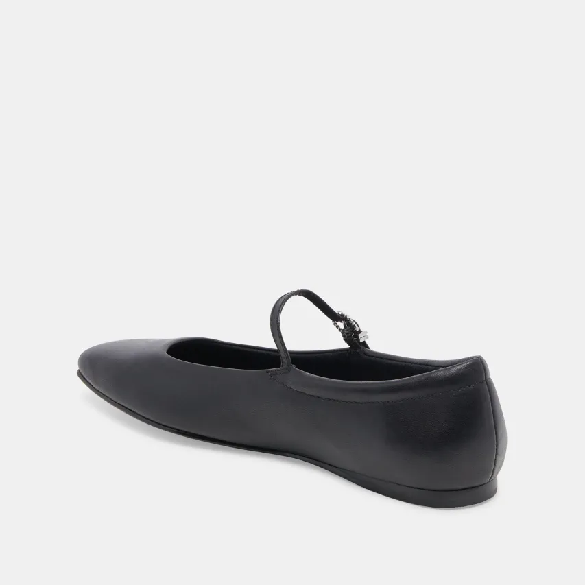 REYES WIDE BALLET FLATS BLACK LEATHER^Dolce Vita Outlet