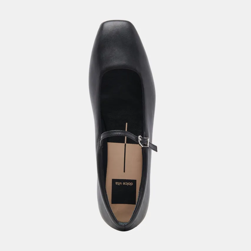 REYES WIDE BALLET FLATS BLACK LEATHER^Dolce Vita Outlet