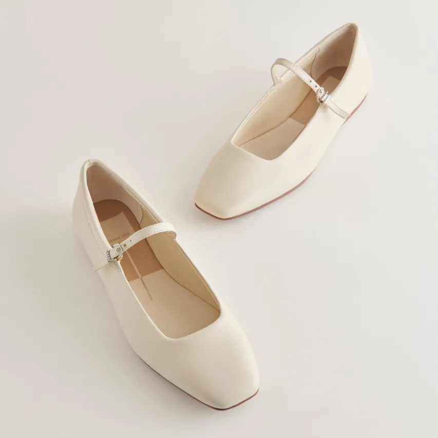 REYES WIDE BALLET FLATS IVORY LEATHER^Dolce Vita Sale