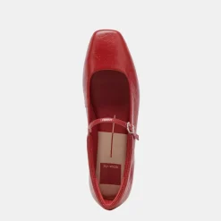 REYES WIDE BALLET FLATS RED CRINKLE PATENT^Dolce Vita New