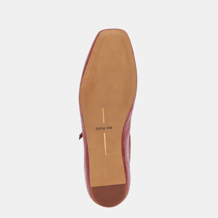 REYES WIDE BALLET FLATS RED CRINKLE PATENT^Dolce Vita New