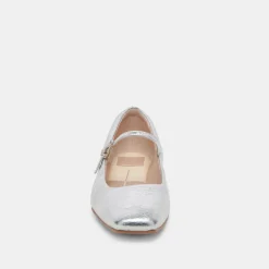 REYES WIDE BALLET FLATS SILVER DISTRESSED LEATHER^Dolce Vita Hot